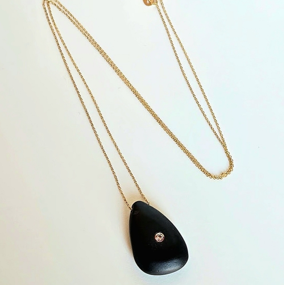 14K Yellow Gold Diamond CVC Stone Necklace